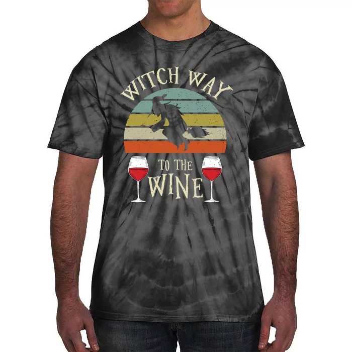 Witch Way To The Wine Funny Witch Costume Tie-Dye T-Shirt