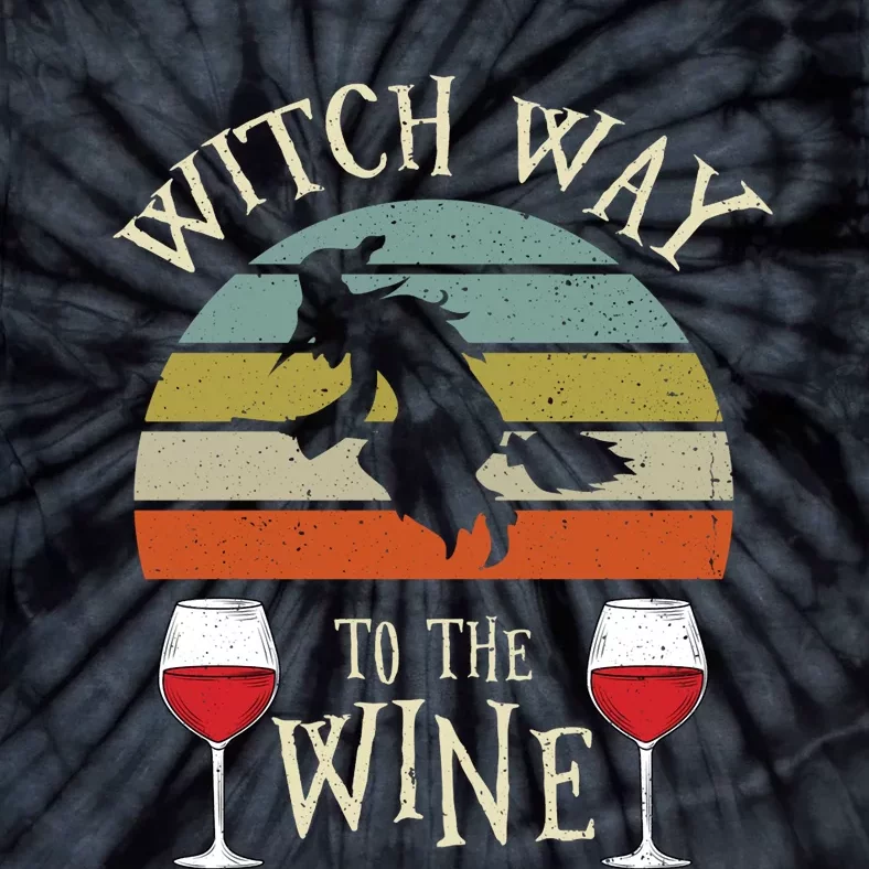 Witch Way To The Wine Funny Witch Costume Tie-Dye T-Shirt