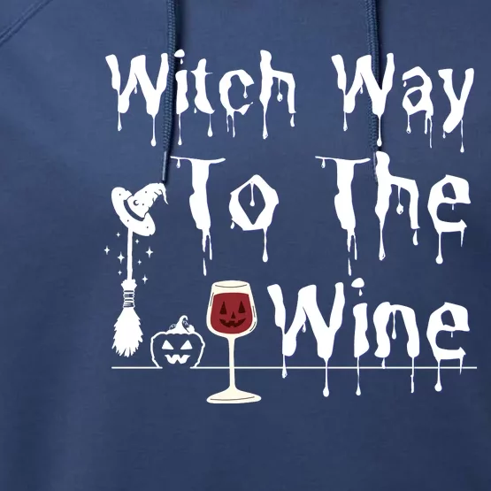 Witch Way To The Wine Halloween Drinking Performance Fleece Hoodie