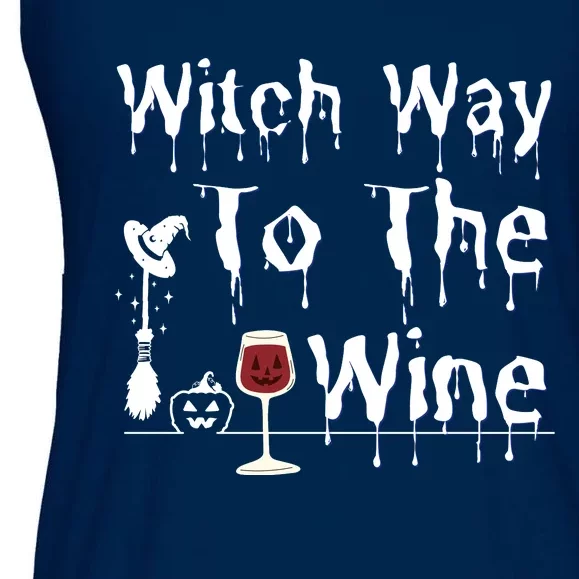 Witch Way To The Wine Halloween Drinking Ladies Essential Flowy Tank