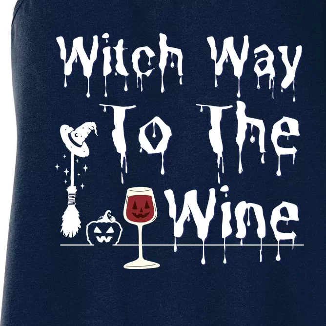 Witch Way To The Wine Halloween Drinking Women's Racerback Tank