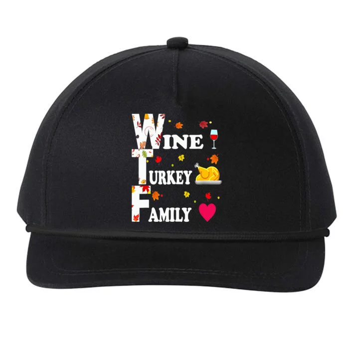 WTF Wine Turkey Family Shirt Funny Thanksgiving Day Snapback Five-Panel Rope Hat