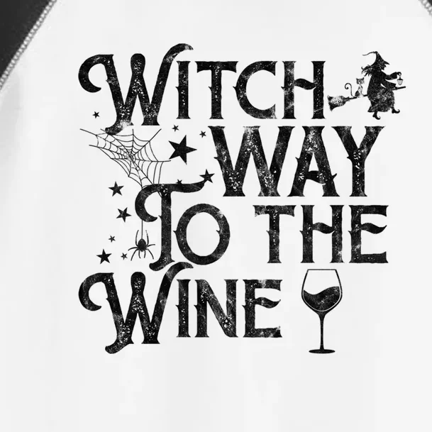 Witch Way To The Wine Funny Spooky Halloween Funny Gift Toddler Fine Jersey T-Shirt