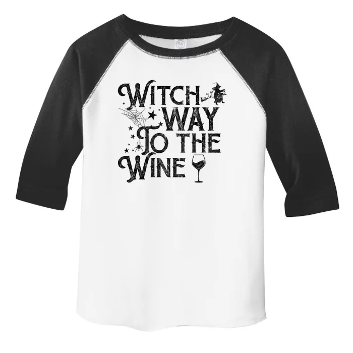 Witch Way To The Wine Funny Spooky Halloween Funny Gift Toddler Fine Jersey T-Shirt