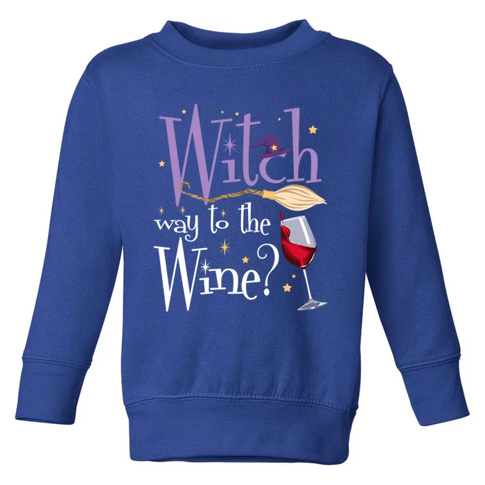 Witch Way To The Wine Halloween Ing For Wiccan Witches Gift Toddler Sweatshirt