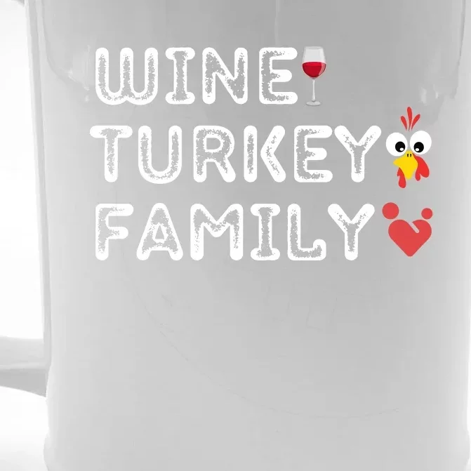 Wtf Wine Turkey Family Thanksgiving Day Front & Back Beer Stein