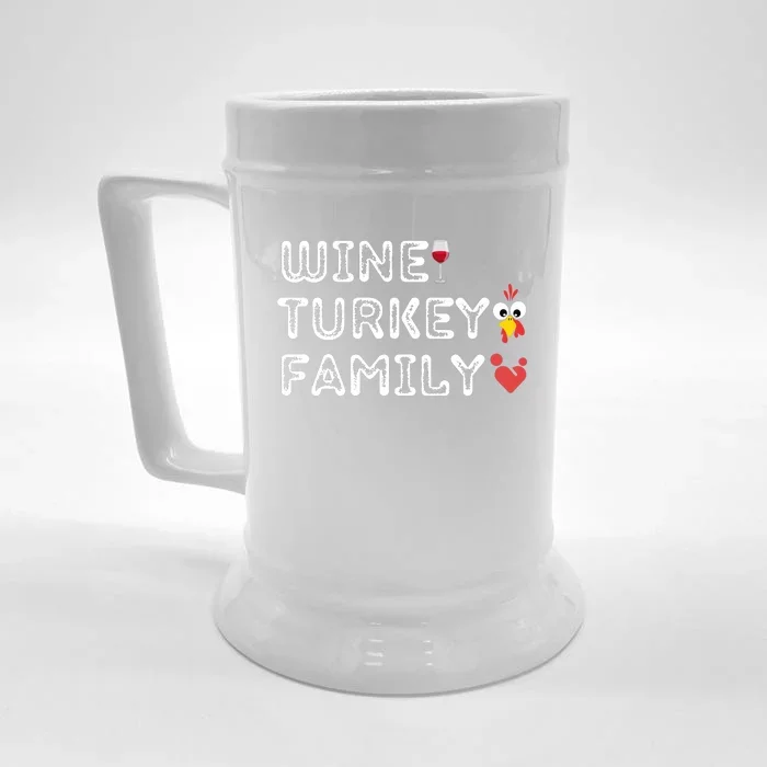 Wtf Wine Turkey Family Thanksgiving Day Front & Back Beer Stein