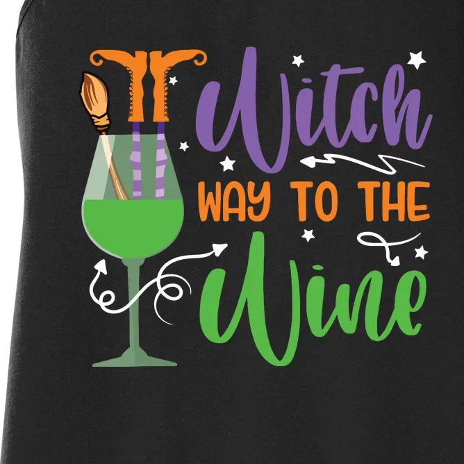 Witch Way To The Wine Halloween Party Women's Racerback Tank