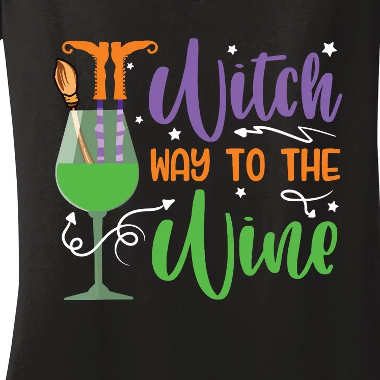 Witch Way To The Wine Halloween Party Women's V-Neck T-Shirt