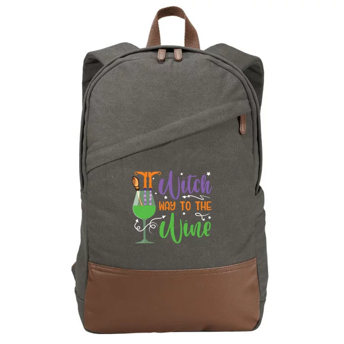 Witch Way To The Wine Halloween Party Cotton Canvas Backpack