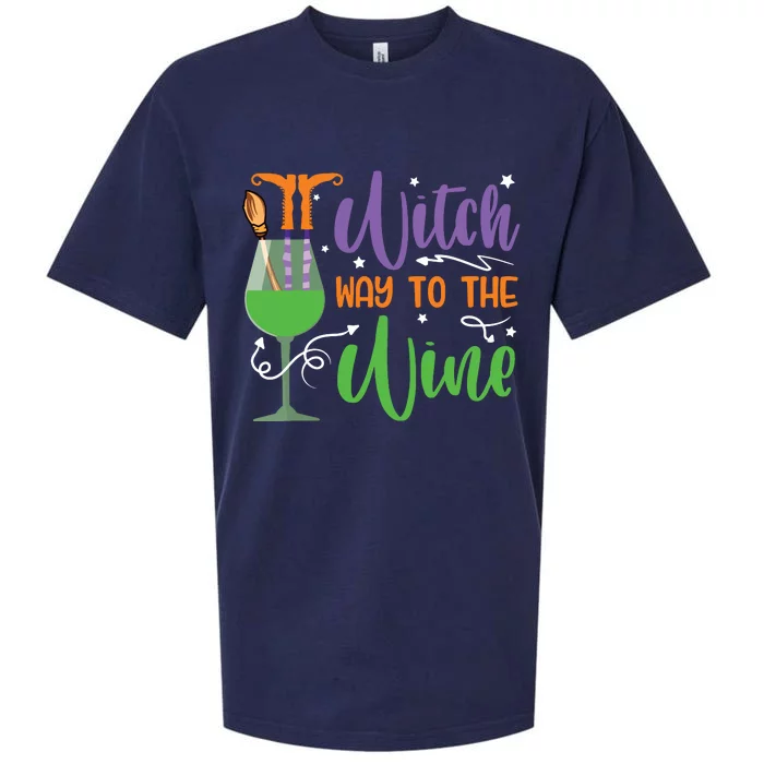 Witch Way To The Wine Halloween Party Sueded Cloud Jersey T-Shirt