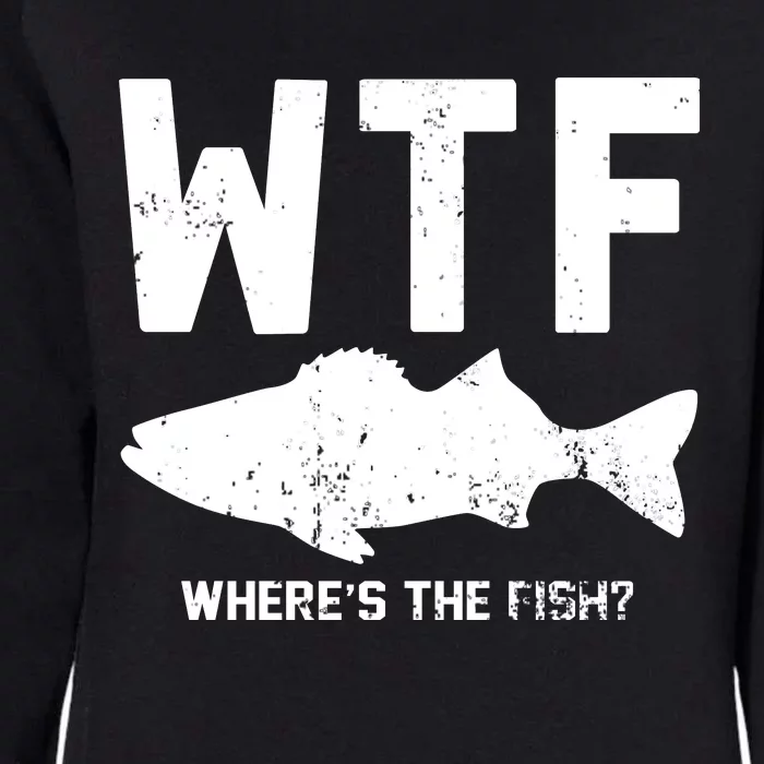 Wtf Wheres The Fish Funny Fishing Womens California Wash Sweatshirt