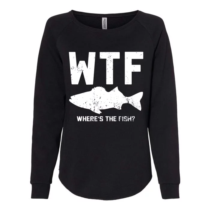 Wtf Wheres The Fish Funny Fishing Womens California Wash Sweatshirt