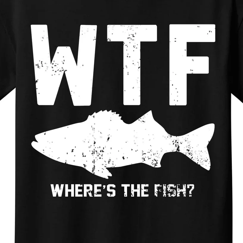 Wtf Wheres The Fish Funny Fishing Kids T-Shirt