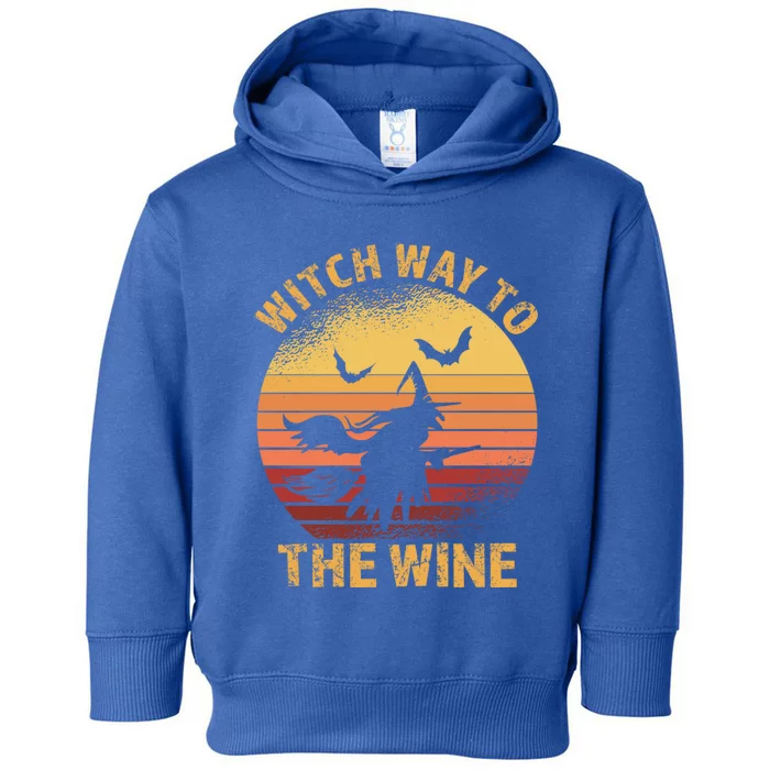 Witch Way To The Wine Halloween Wine Gift Toddler Hoodie