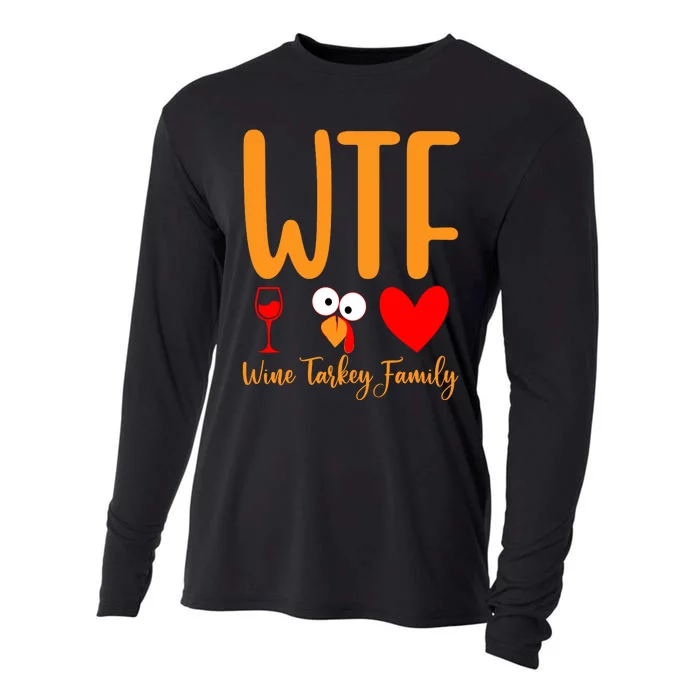 Wtf Wine Turkey Family Funny Thanksgiving Day Cooling Performance Long Sleeve Crew