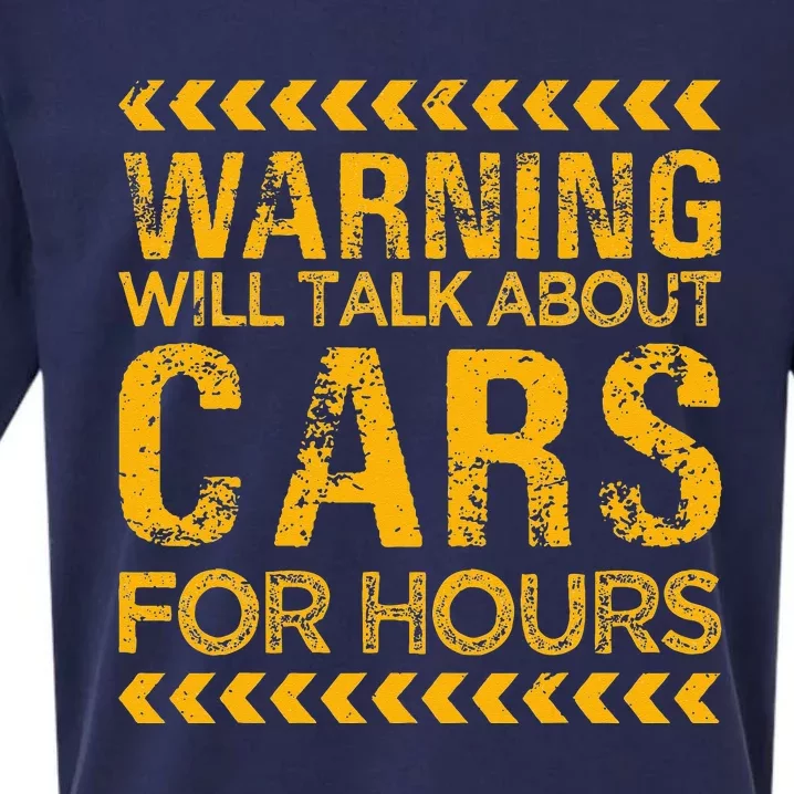 Warning Will Talk About Cars For Hours Sueded Cloud Jersey T-Shirt