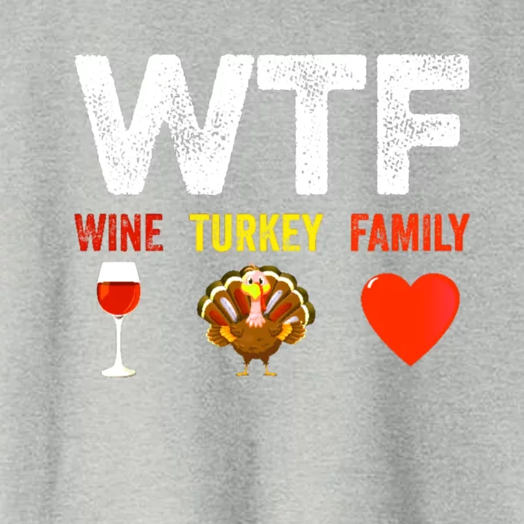 Wtf Wine Turkey Family Funny Thanksgiving Day Funny Gift Women's Crop Top Tee