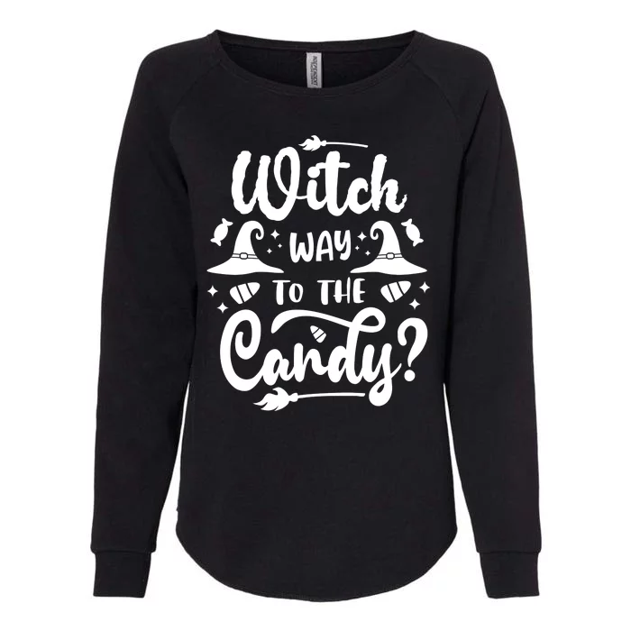 Witch Way To The Candy Cute Halloween Womens California Wash Sweatshirt