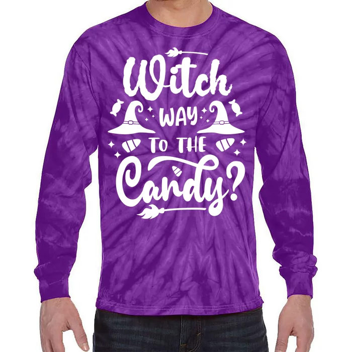 Witch Way To The Candy Cute Halloween Tie-Dye Long Sleeve Shirt