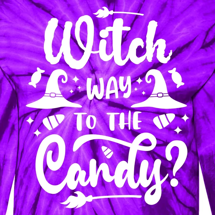 Witch Way To The Candy Cute Halloween Tie-Dye Long Sleeve Shirt