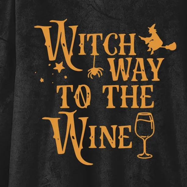 Witch Way To The Wine Halloween Witch Wizard Hooded Wearable Blanket