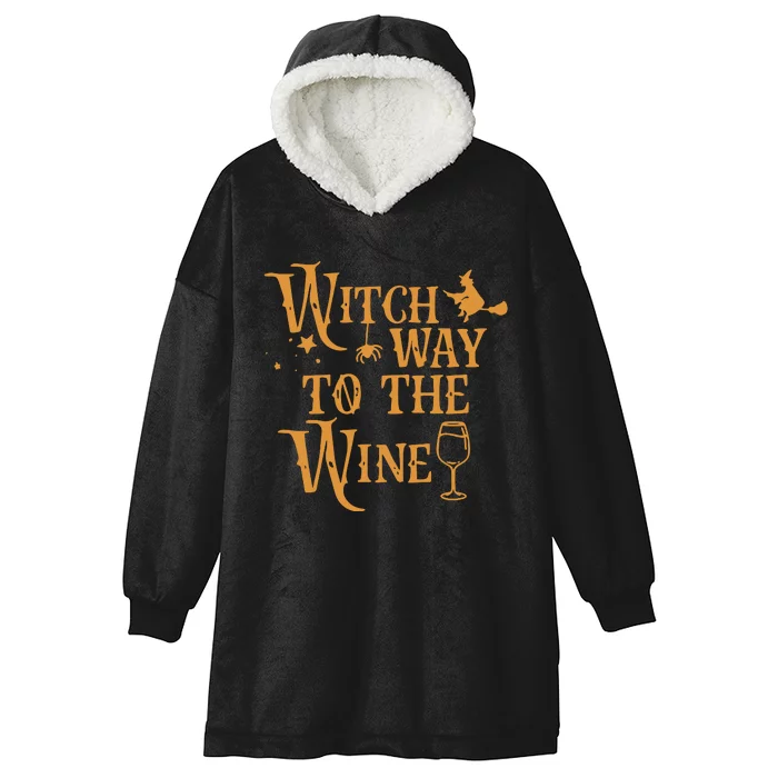 Witch Way To The Wine Halloween Witch Wizard Hooded Wearable Blanket