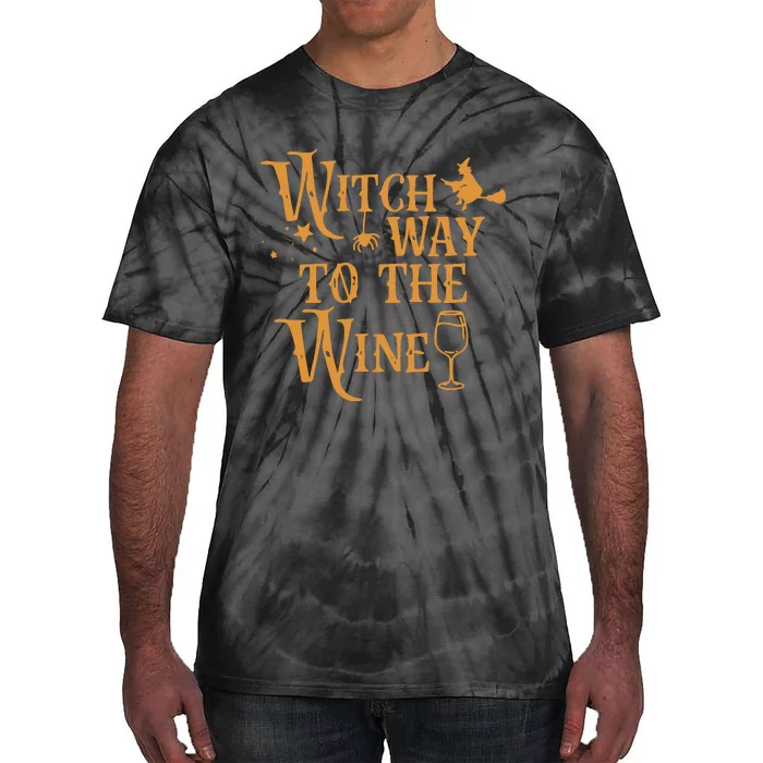 Witch Way To The Wine Halloween Witch Wizard Tie-Dye T-Shirt