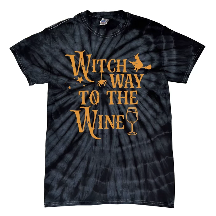 Witch Way To The Wine Halloween Witch Wizard Tie-Dye T-Shirt