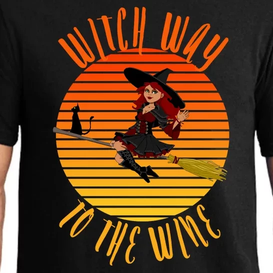 Witch Way To The Wine, Funny Wine Halloween Witch Wine Pajama Set