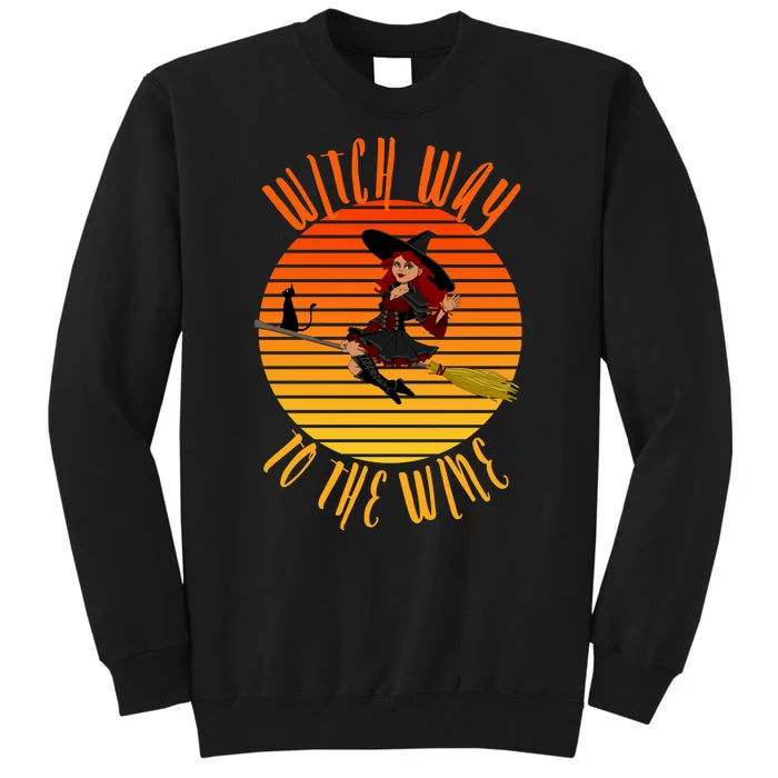 Witch Way To The Wine, Funny Wine Halloween Witch Wine Tall Sweatshirt