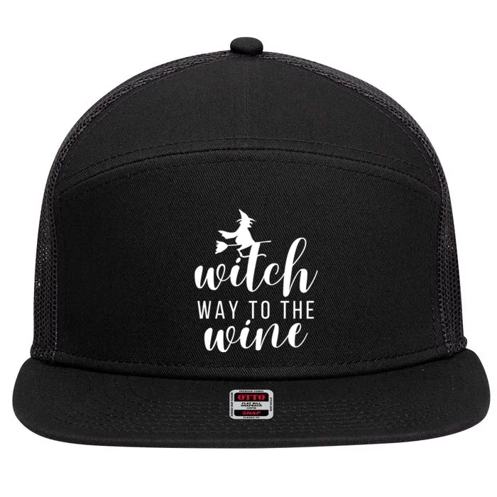 Witch Way To The Wine 7 Panel Mesh Trucker Snapback Hat