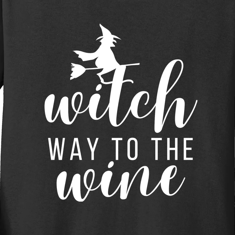 Witch Way To The Wine Kids Long Sleeve Shirt