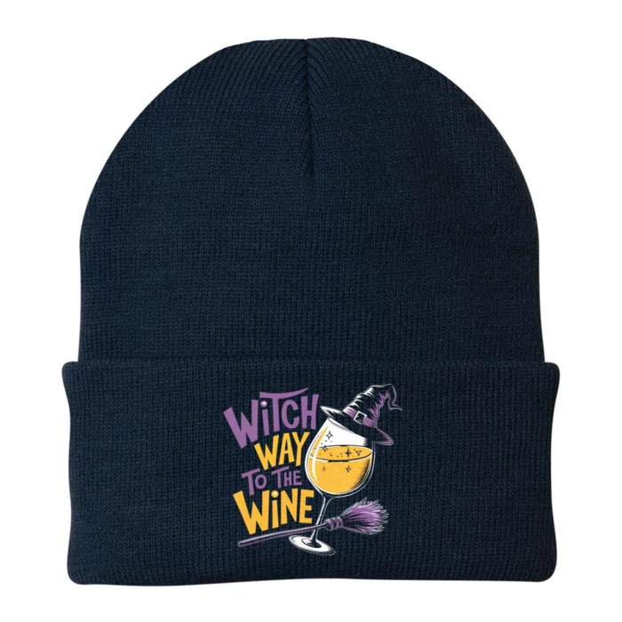 Witch Way To The Wine Funny Halloween Costume Funny Salem Witch Costume Knit Cap Winter Beanie