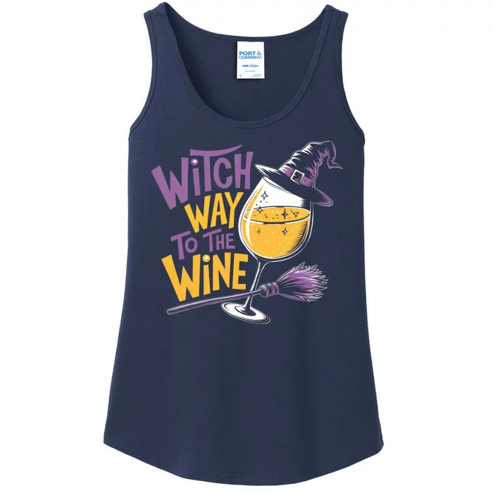 Witch Way To The Wine Funny Halloween Costume Funny Salem Witch Costume Ladies Essential Tank