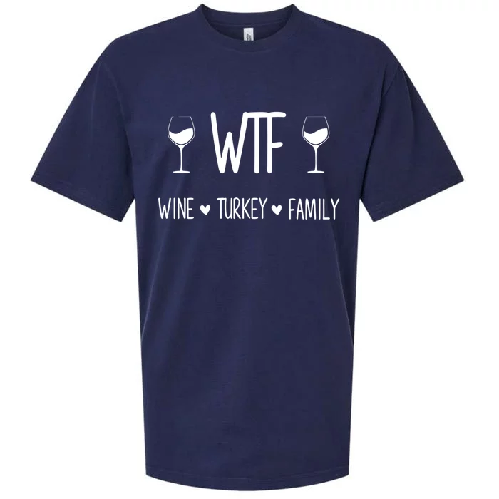 Wtf Wine Turkey Family Funny Thanksgiving Turkey Day Costume Gift Sueded Cloud Jersey T-Shirt