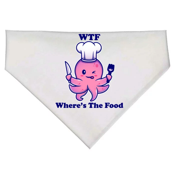 Wtf Wheres The Food? Cute Kawaii Octopus Gift USA-Made Doggie Bandana