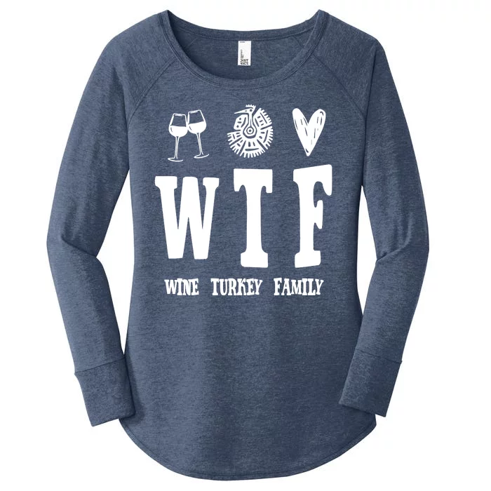 Wtf Wine Turkey Family Funny Holiday Women's Perfect Tri Tunic Long Sleeve Shirt