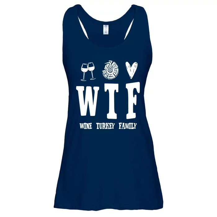 Wtf Wine Turkey Family Funny Holiday Ladies Essential Flowy Tank