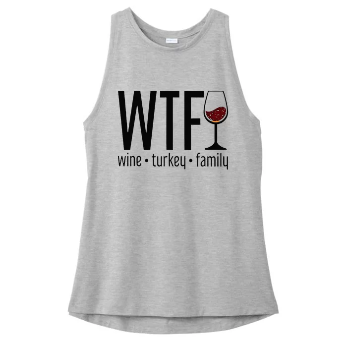 Wtf Wine Turkey Family Ladies Tri-Blend Wicking Tank