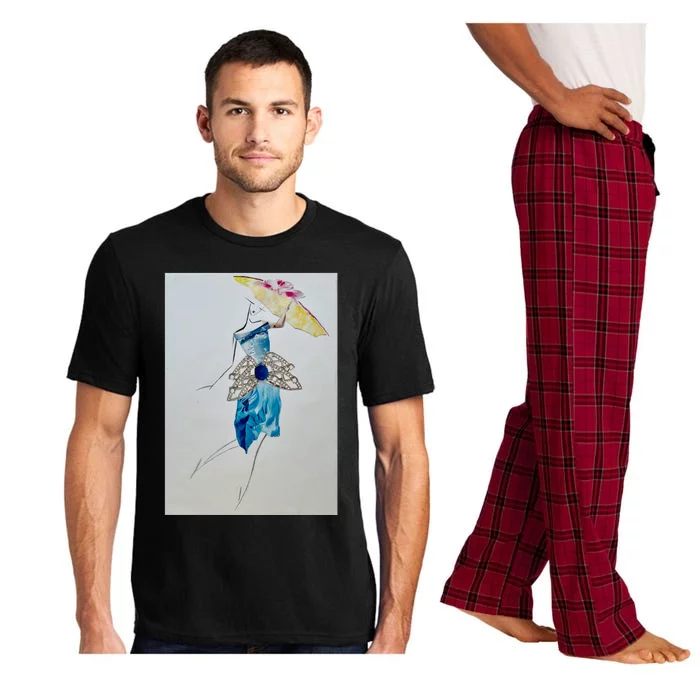 Walking With Umbrella Long Pajama Set