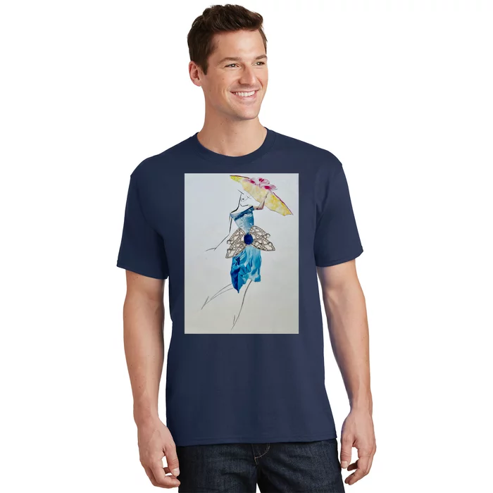 Walking With Umbrella Long T-Shirt