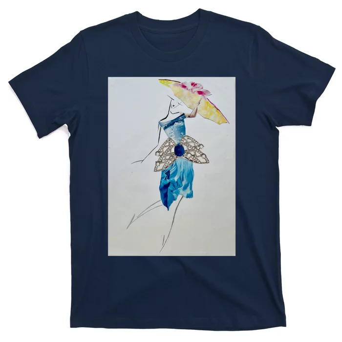 Walking With Umbrella Long T-Shirt