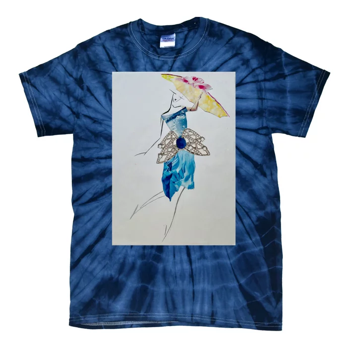 Walking With Umbrella Long Tie-Dye T-Shirt