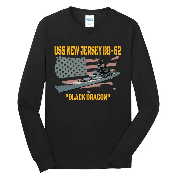 Ww2 Warship Vietnam War Uss New Jersey Bb62 Battleship Tall Long Sleeve T-Shirt