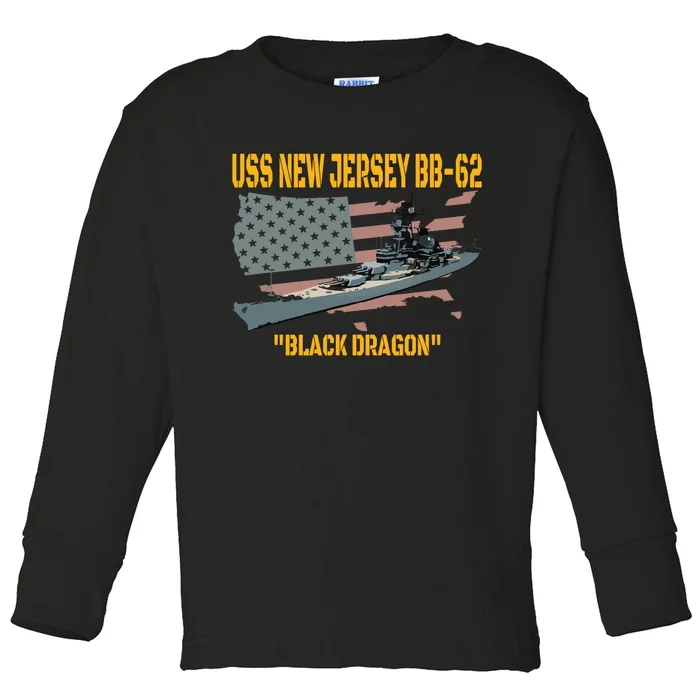 Ww2 Warship Vietnam War Uss New Jersey Bb62 Battleship Toddler Long Sleeve Shirt