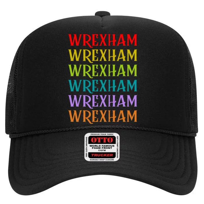 Wrexham Wales Vintage 80s Retro High Crown Mesh Trucker Hat