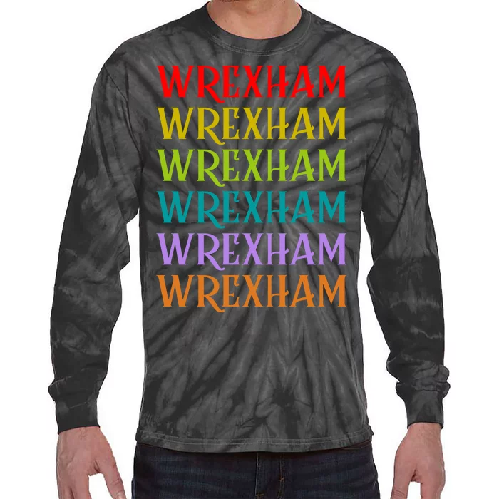 Wrexham Wales Vintage 80s Retro Tie-Dye Long Sleeve Shirt