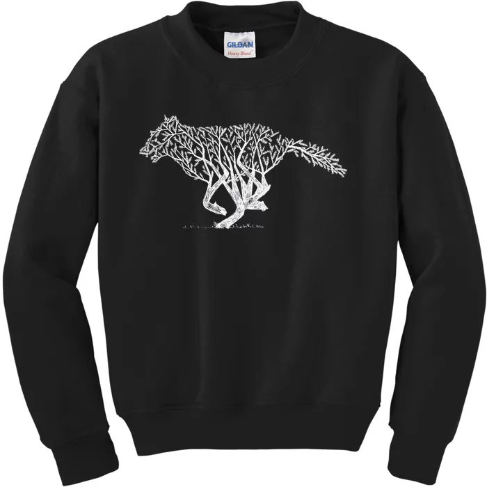 Wild Wolf Vintage Retro Running Wolf Kids Sweatshirt