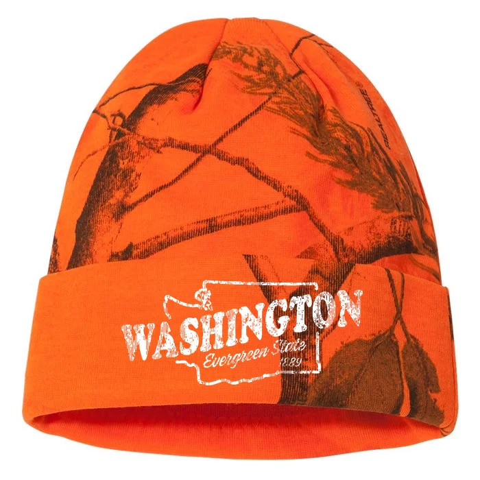 Washington Wa Vintage Graphic Evergreen State Kati - 12in Camo Beanie